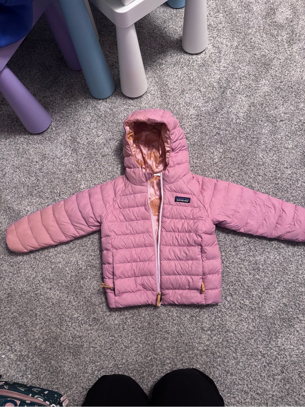 Patagonia Pink Hooded Packable Kids Jacket